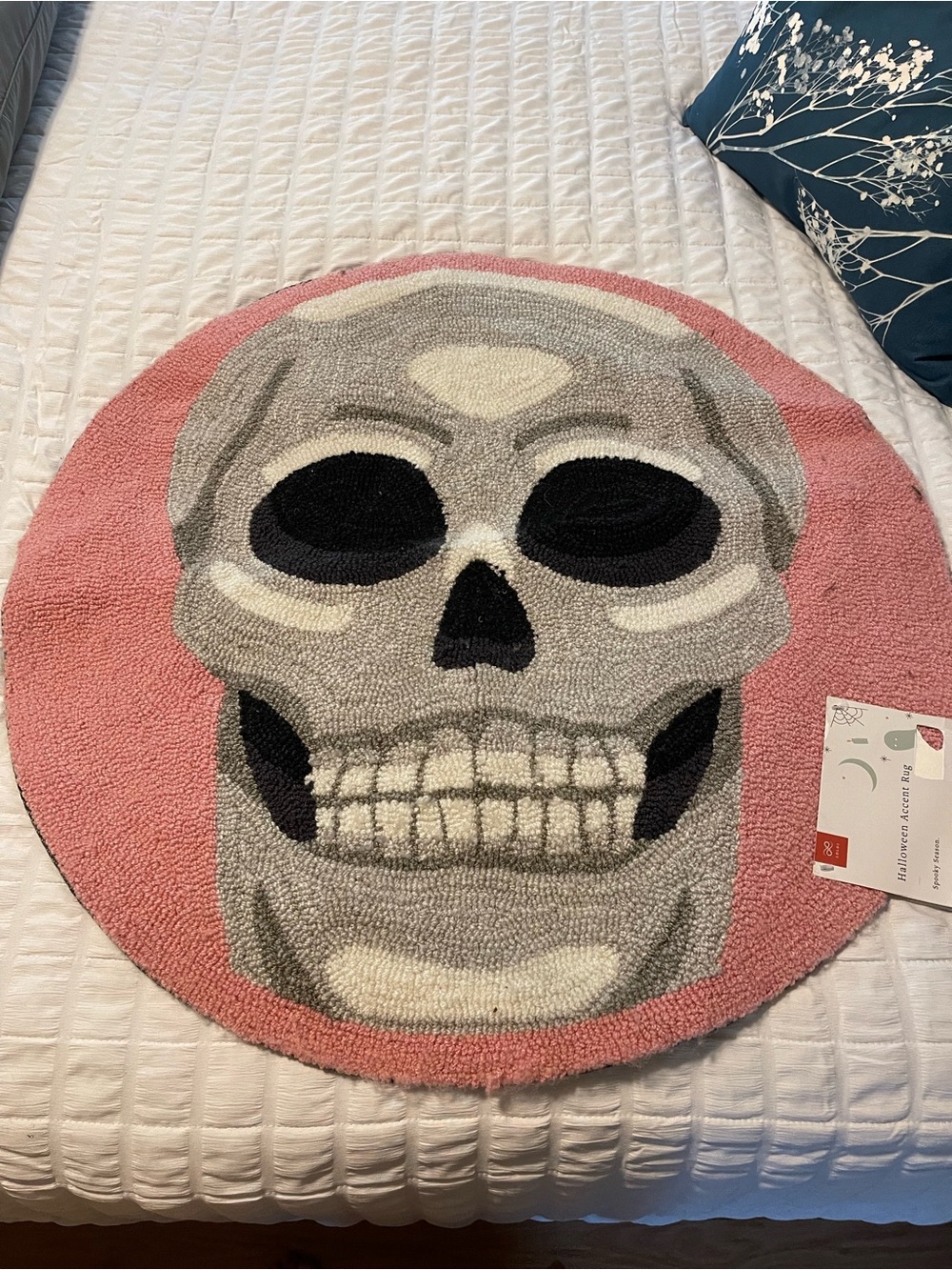 LOLOI  Pink Skull Round Halloween Rug